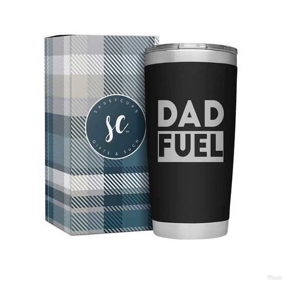 SassyCups Dad Fuel 20 Oz Engraved Black Stainless Steel Insulated Travel Mug NWT - Picture 2 of 13